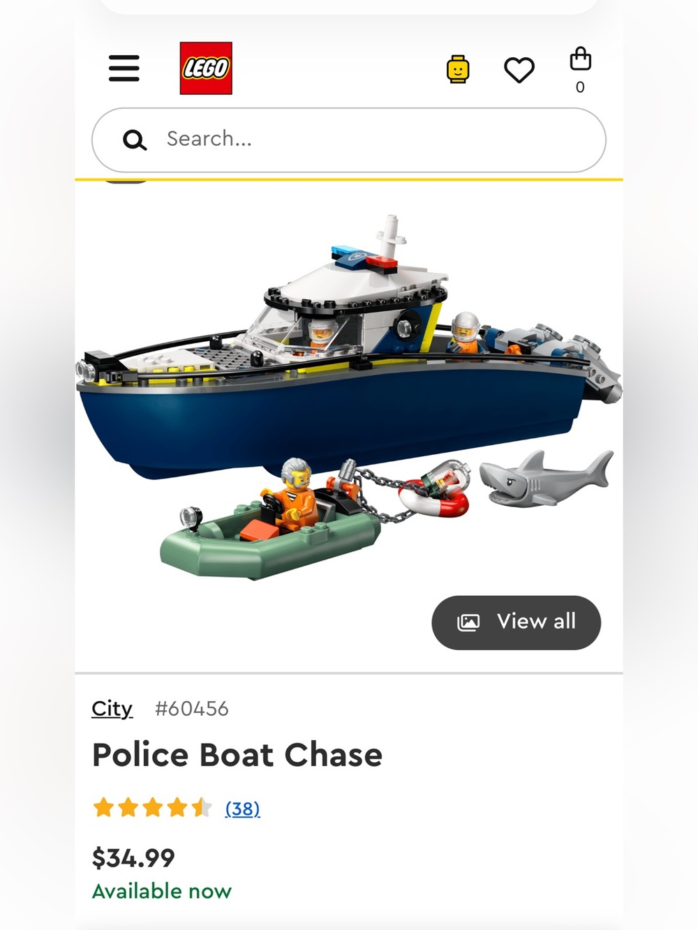 LEGO City Police Boat Chase — Blue, White, Green and Orange Rescue Set